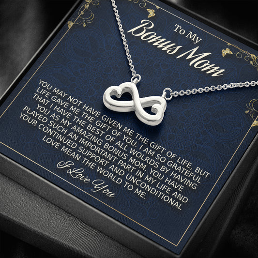 Gift For Bonus Mom, Infinity Necklace For Mother In Law, Stepmom Gift, Christmas Gift, Birthday Gift From Stepdaughter or Stepson