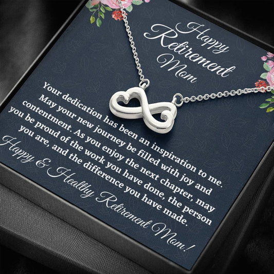 Retirement Gifts for Mom Necklace, Infinity Hearts Necklace, Happy Retirement Gifts for Retiring Mother, Mom Retirement Gift