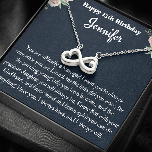Birthday Gift for 13 Year Old Girl, Personalized Thirteenth Birthday Gift, Infinity Necklace, Birthday Present for 13 Year Old, Teen Birthday Gift, Officially A Teenager Gift.