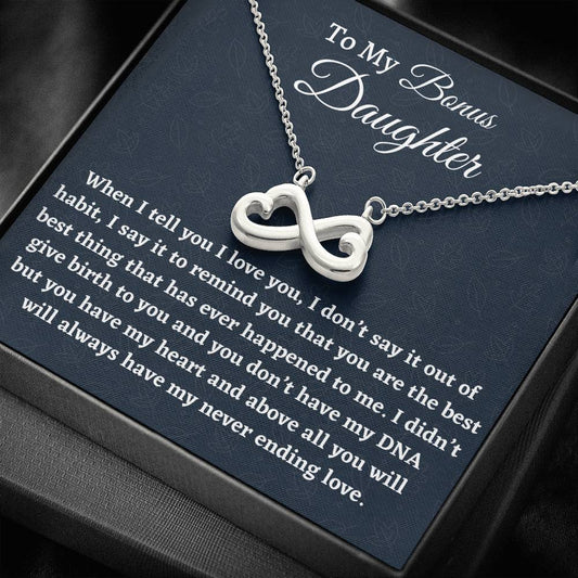 Bonus Daughter Gift, Stepdaughter Gift, Infinity Hearts Necklace, Birthday Gift, From Stepmom Present for Stepdaughter