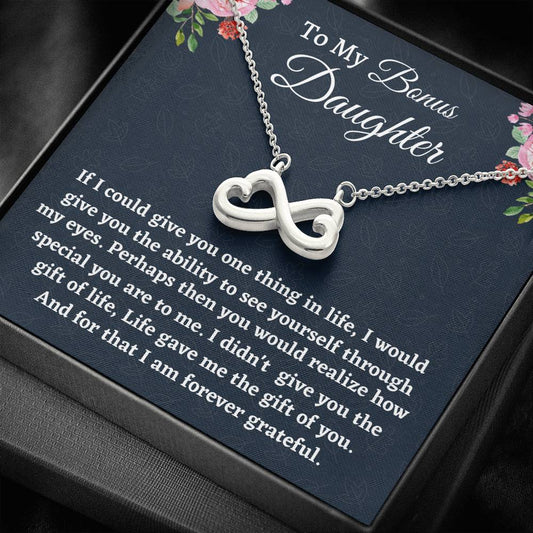 Gift for Stepdaughter, Bonus Daughter Gift, Infinity Hearts Necklace, Birthday Gift, From Stepmom Present for Stepdaughter
