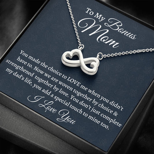 Stepmom  Necklace Gift, Gift For Bonus Mom, Infinity Heart Necklace, Birthday Gift For Stepmom From Stepdaughter Gift From Stepson