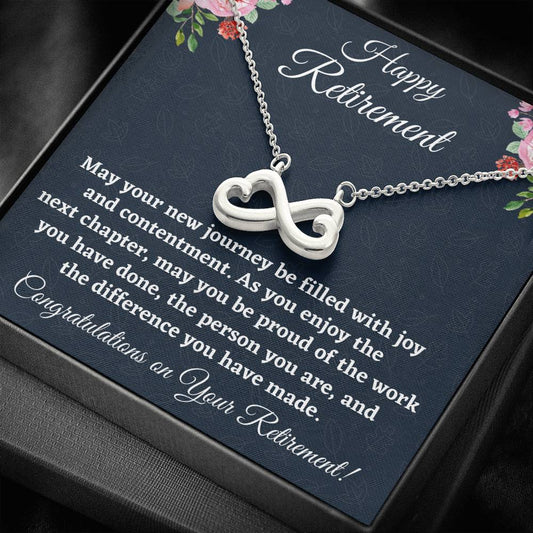 Retirement Gifts for Women Necklace, Coworker Retirement Gift, Teacher Retirement Gift, Infinity Hearts Necklace, Gifts for Retiring Colleague
