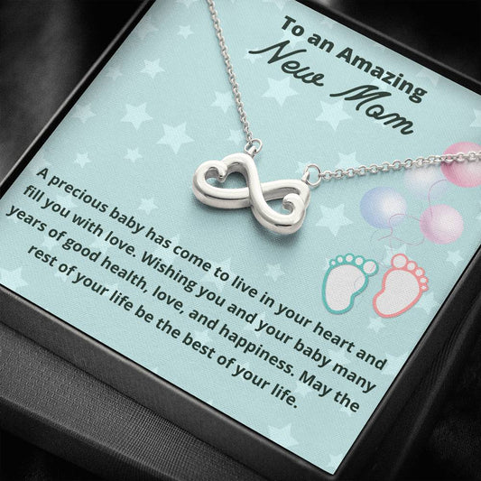 Gift for New Mom Infinity Hearts Necklace First Time Mom to be Gifts, Present for New Mom, Unique New Mom Gift