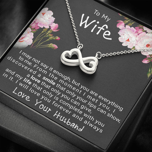 Gift for Wife Infinity Hearts Necklace, Christmas Gift for Wife, On her Birthday Gift, Jewelry Gift For Wife From Husband