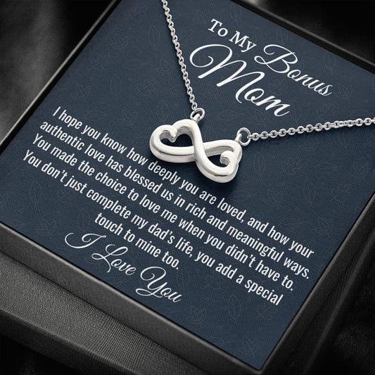 Gift For Bonus Mom, Stepmom Necklace Gift, Infinity Heart Necklace, Birthday Gift For Stepmom From Stepdaughter, Gift From Stepson