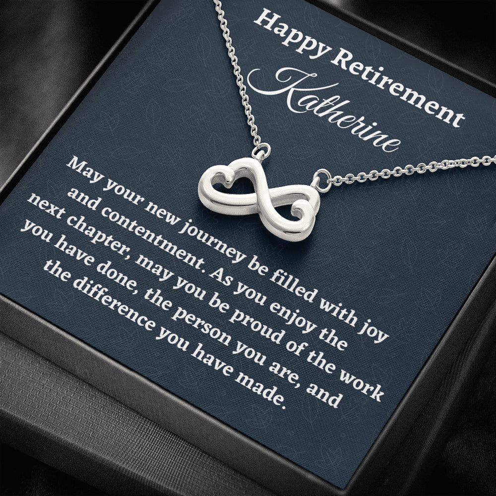 Personalized Retirement Gift for Women, Retirement Necklace Coworker Retirement Gift, Infinity Necklace, Gifts for Retiring Colleague
