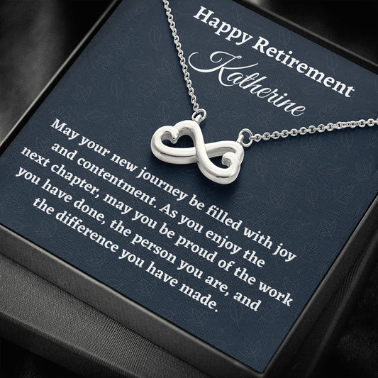 Personalized Retirement Gift for Women, Retirement Necklace Coworker Retirement Gift, Infinity Necklace, Gifts for Retiring Colleague
