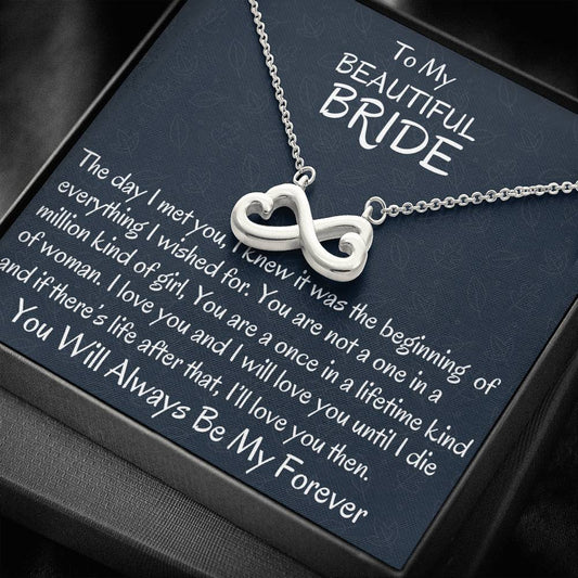 From Groom To Bride Infinity Heart Necklace Gift, To My Bride Gift, Wedding Day Gift For Bride
