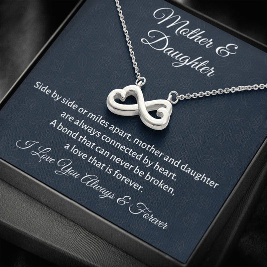 Mother & Daughter Infinity Hearts Necklace Gift, Mom Birthday or Christmas Present from Daughter, Parent Appreciation Gift
