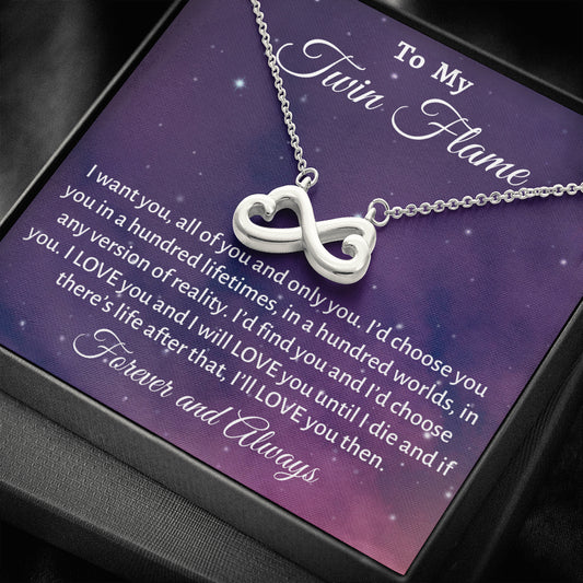 To My Twin Flame Infinity Hearts Necklace Gift, For My Girlfriend Soulmate Gift, Twin Flame Jewelry, To My Twin Flame Christmas or Birthday Gift For Her