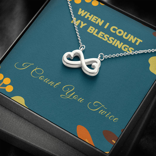 Thankful For You Necklace, Infinity Hearts Necklace, Thanksgiving Jewelry, Appreciation Necklace Thanksgiving for Her, Family Apart Gift