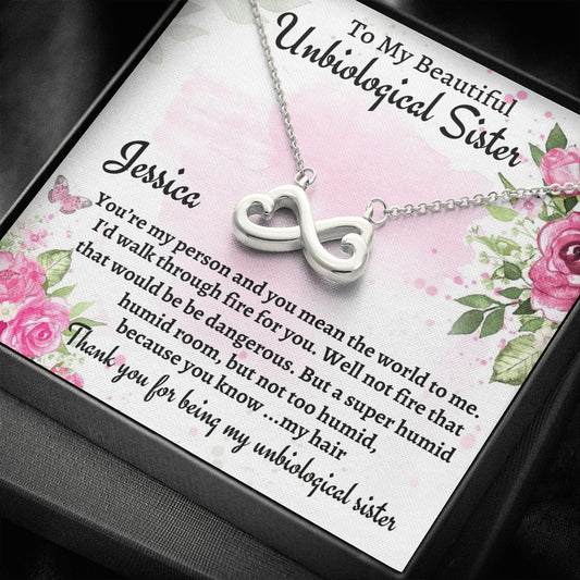Unbiological Sister Gift, Personalized Infinity Necklace, Gift For A Soul Sister, Birthday Gift For A Friend, Best Friend Christmas Gift