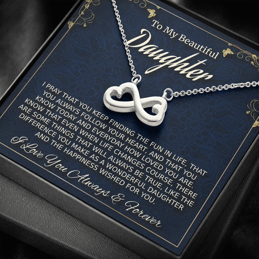 To My Daughter Necklace Gift, Daughter Birthday Gift, Infinity Necklace, Christmas Gift, Gift for Daughter From Mom