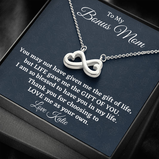 Stepmom Necklace Gift, Gift for Bonus Mom, Infinity Love Necklace, Birthday Gift From Stepdaughter, Christmas Gift For Mother In Law From Bonus daughter