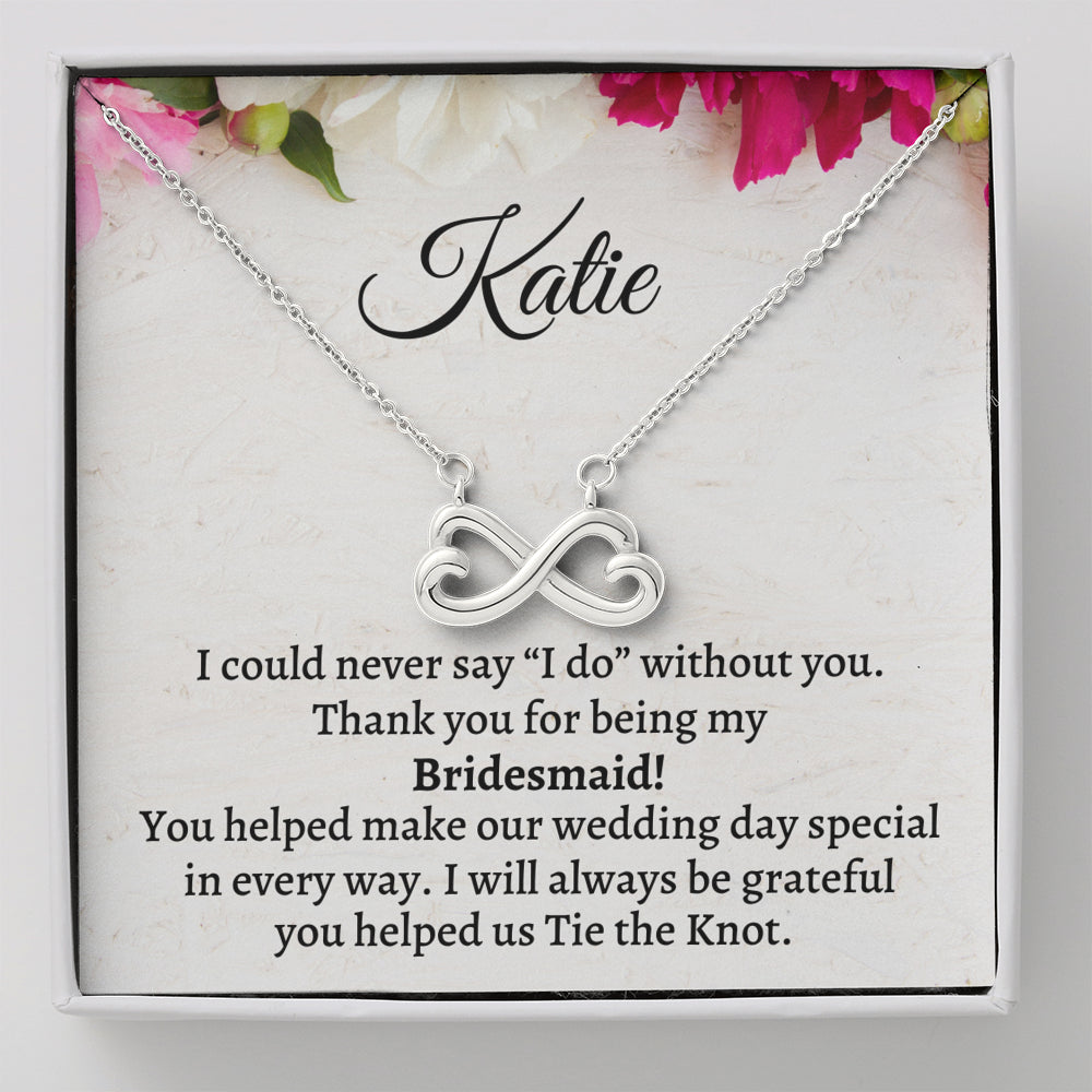 Bridesmaid Thank You Gift From Bride, Personalized Bridesmaid Thank You Gift, Infinity Heart Necklace, Appreciation Gift, Bridesmaid Jewelry Gift