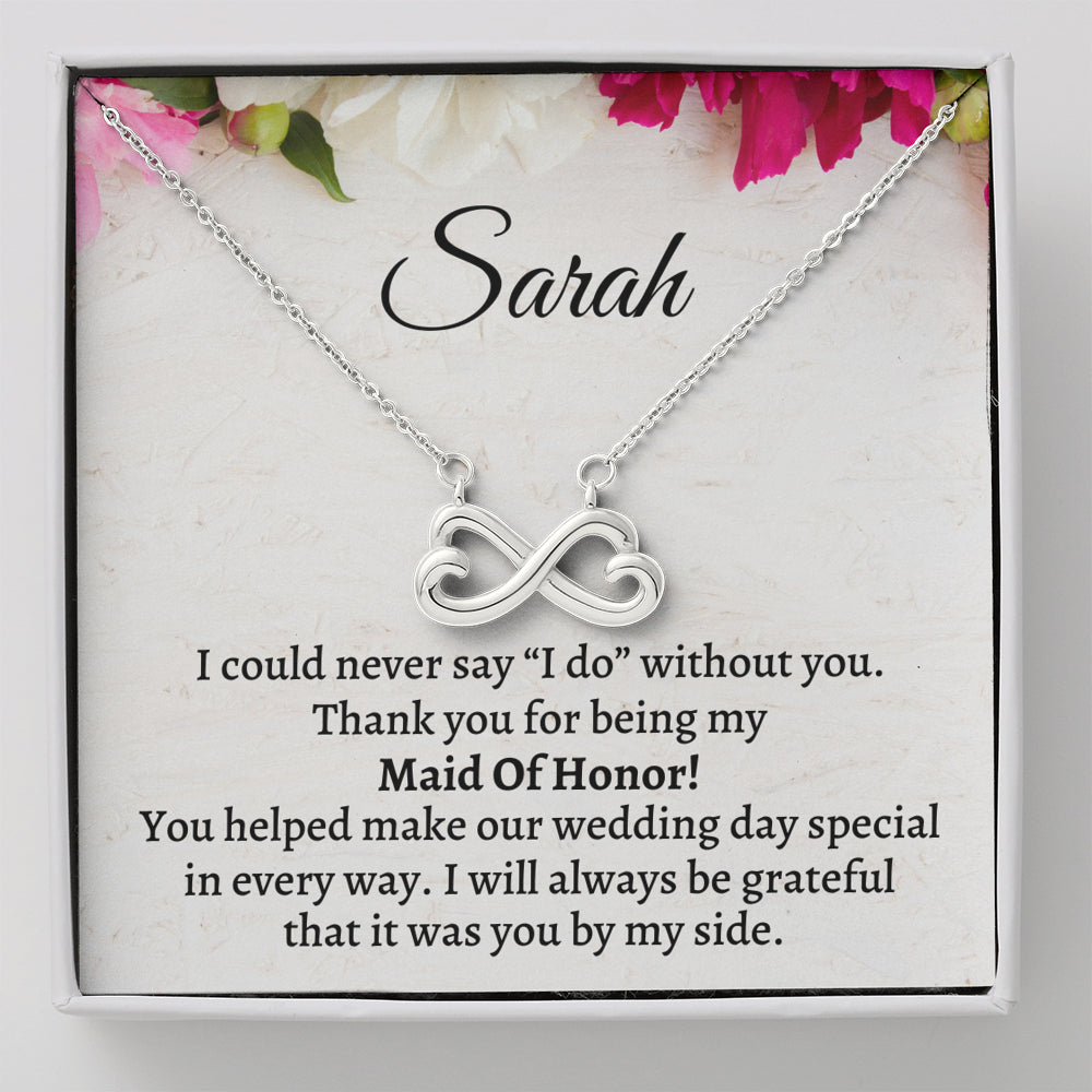 Maid of Honor Thank You Gift From Bride,Personalized Maid of Honor Thank You Gift, Infinity Hearts Necklace, Appreciation Gift, Jewelry Gift, Matron of Honor Gift