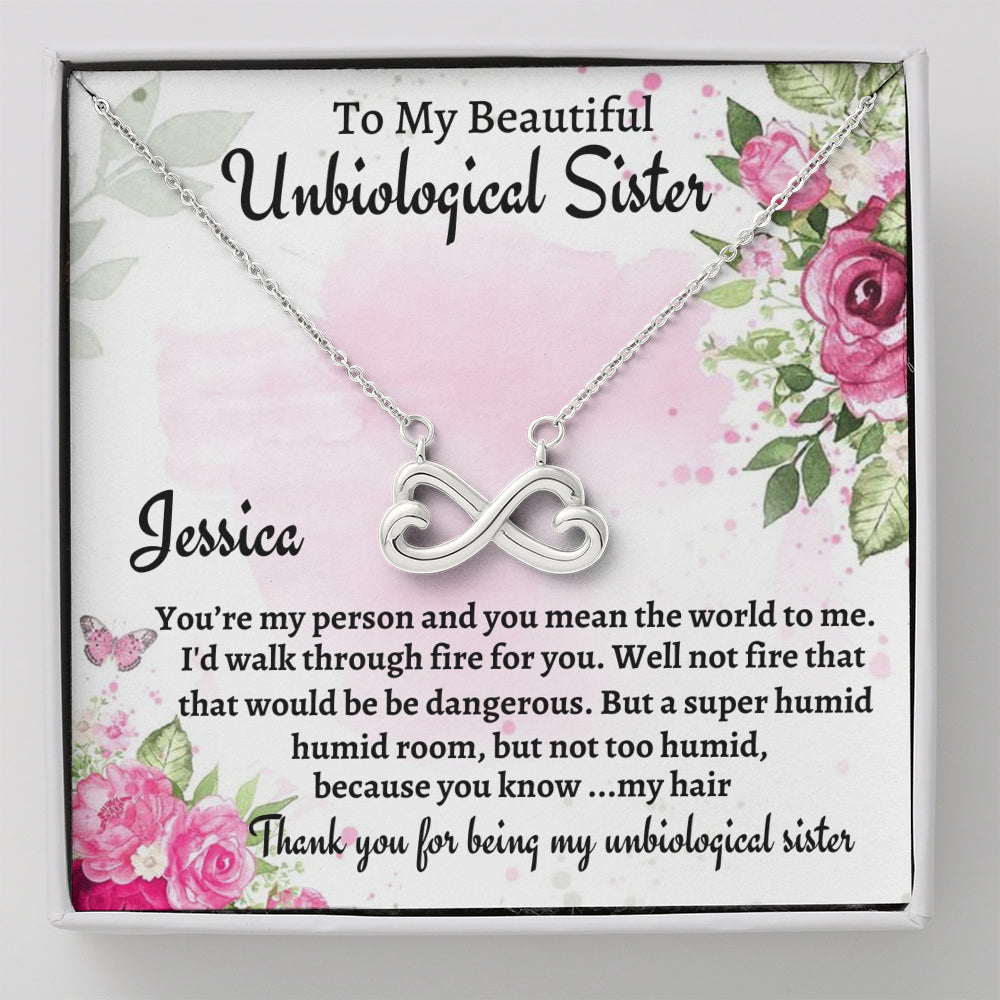 Unbiological Sister Gift, Personalized Infinity Necklace, Gift For A Soul Sister, Birthday Gift For A Friend, Best Friend Christmas Gift