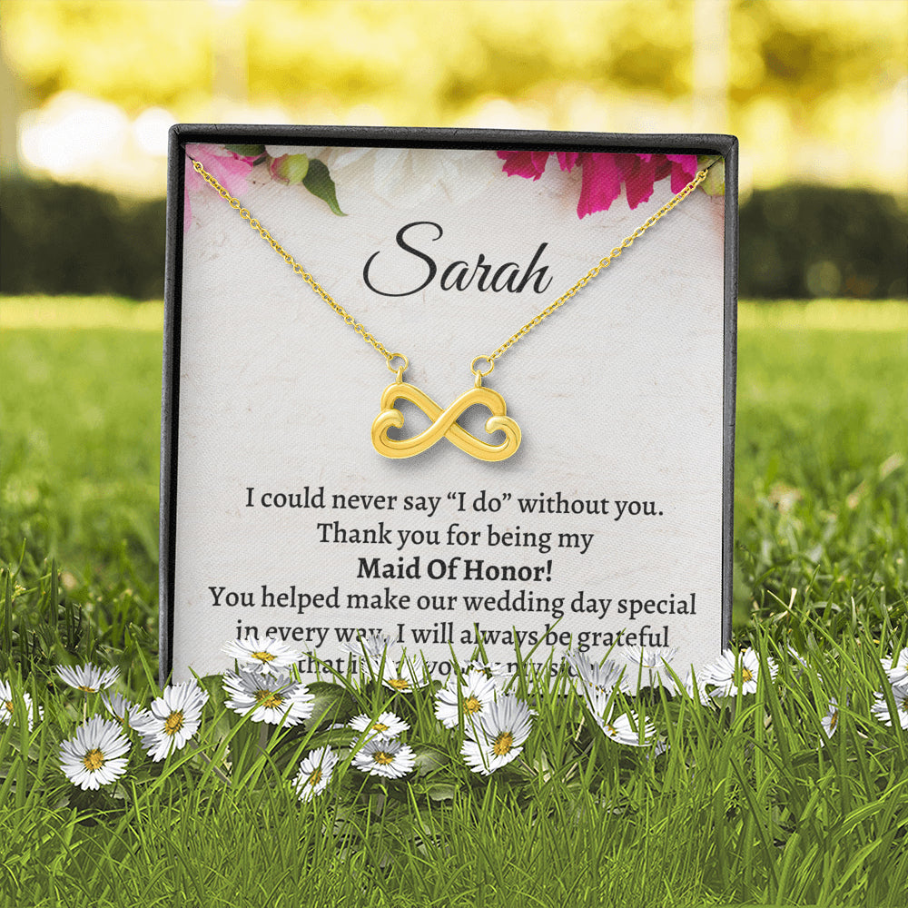 Maid of Honor Thank You Gift From Bride,Personalized Maid of Honor Thank You Gift, Infinity Hearts Necklace, Appreciation Gift, Jewelry Gift, Matron of Honor Gift