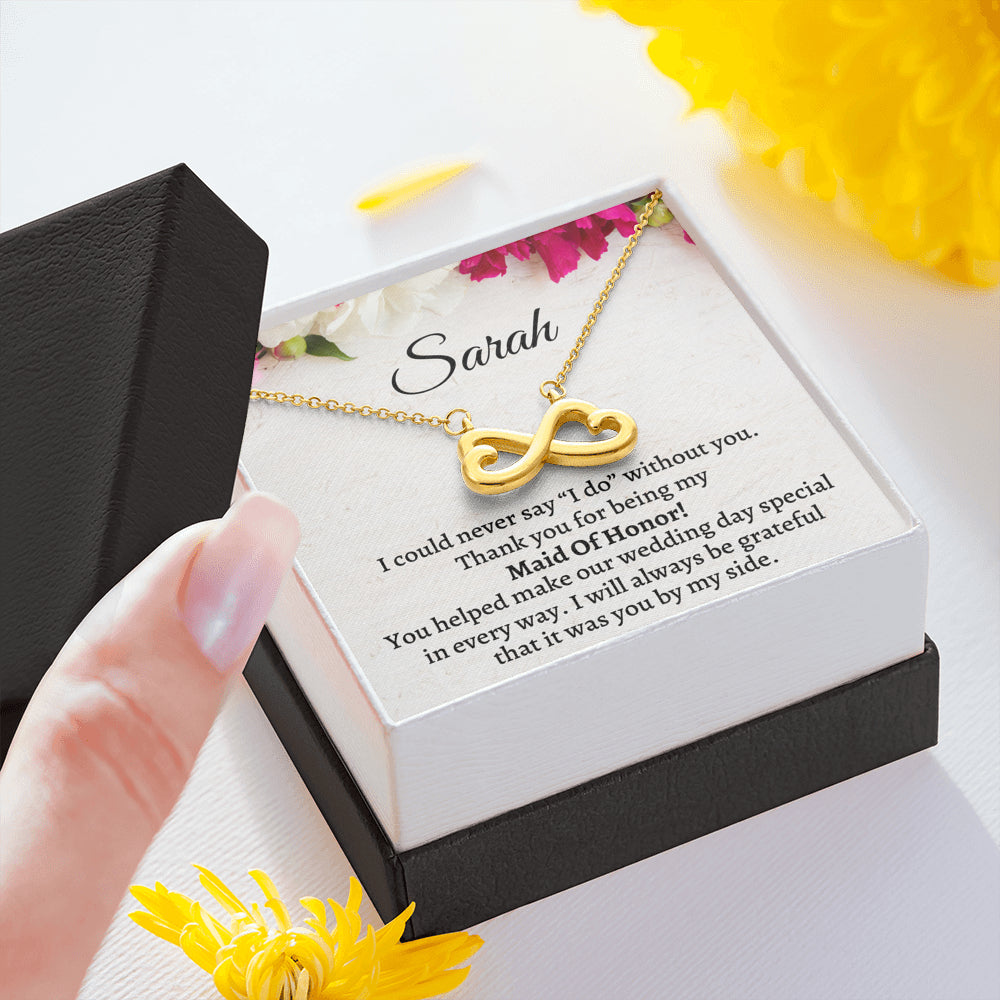 Maid of Honor Thank You Gift From Bride,Personalized Maid of Honor Thank You Gift, Infinity Hearts Necklace, Appreciation Gift, Jewelry Gift, Matron of Honor Gift