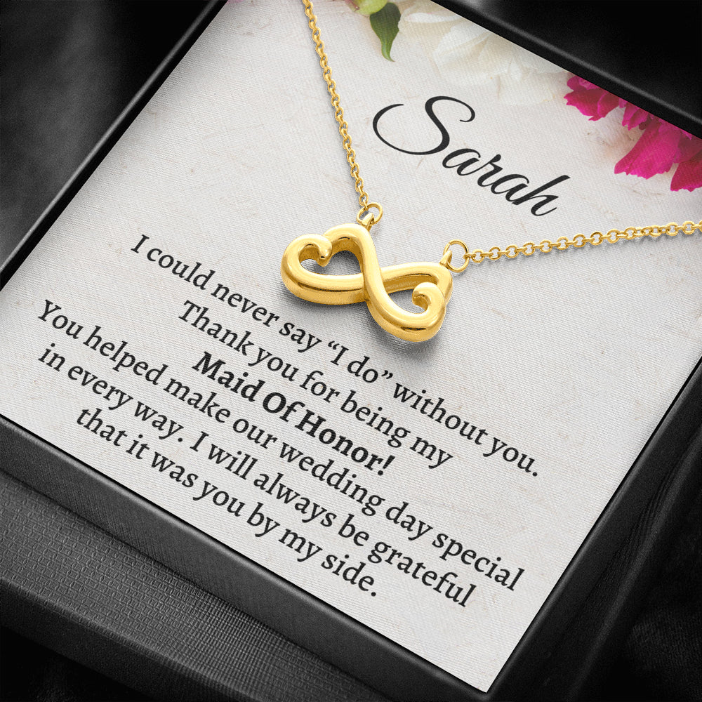 Maid of Honor Thank You Gift From Bride,Personalized Maid of Honor Thank You Gift, Infinity Hearts Necklace, Appreciation Gift, Jewelry Gift, Matron of Honor Gift