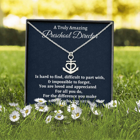 Preschool Director Gift, Appreciation Gift For A Preschool Director, Anchor Necklace, Personalized Preschool Director Gift, Jewelry Gift For Women