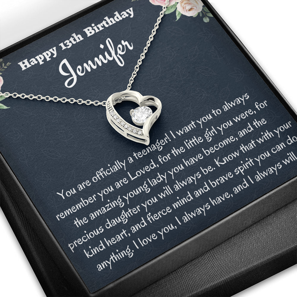 Birthday Gift for 13 Year Old Girl, Personalized Thirteenth Birthday Gift, Forever Love Necklace, Birthday Present for 13 Year Old, Teen Birthday Gift, Officially A Teenager Gift.