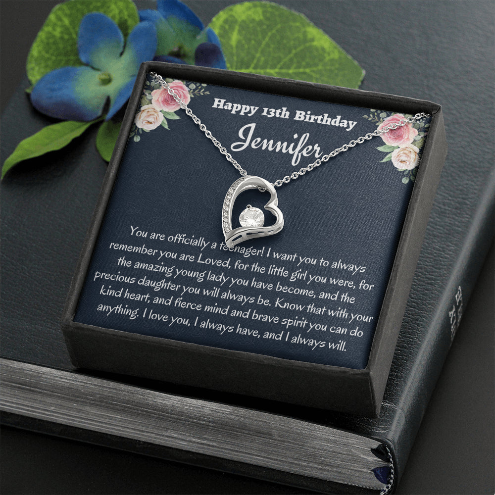 Birthday Gift for 13 Year Old Girl, Personalized Thirteenth Birthday Gift, Forever Love Necklace, Birthday Present for 13 Year Old, Teen Birthday Gift, Officially A Teenager Gift.