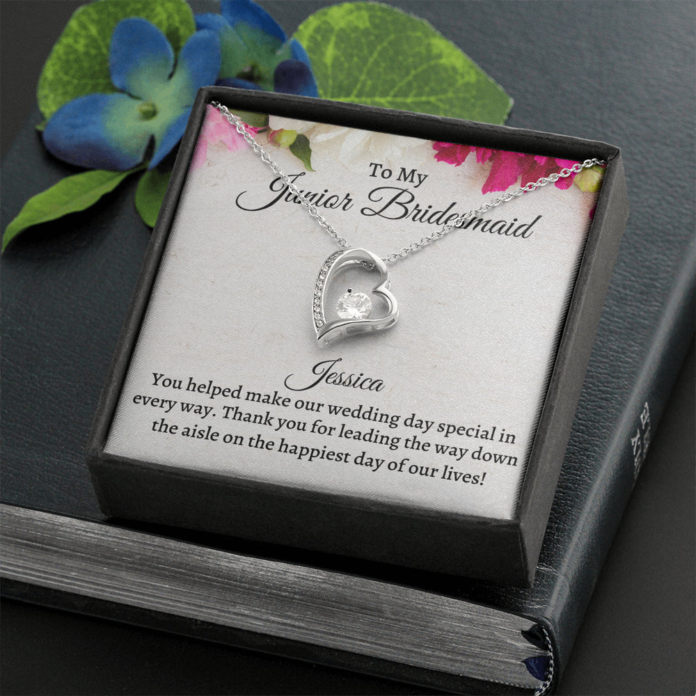 Junior Bridesmaid Gift Necklace, Forever Love Necklace Personalized Flower Girl Gift for Junior Bridesmaid, Jewelry for jr Bridesmaid