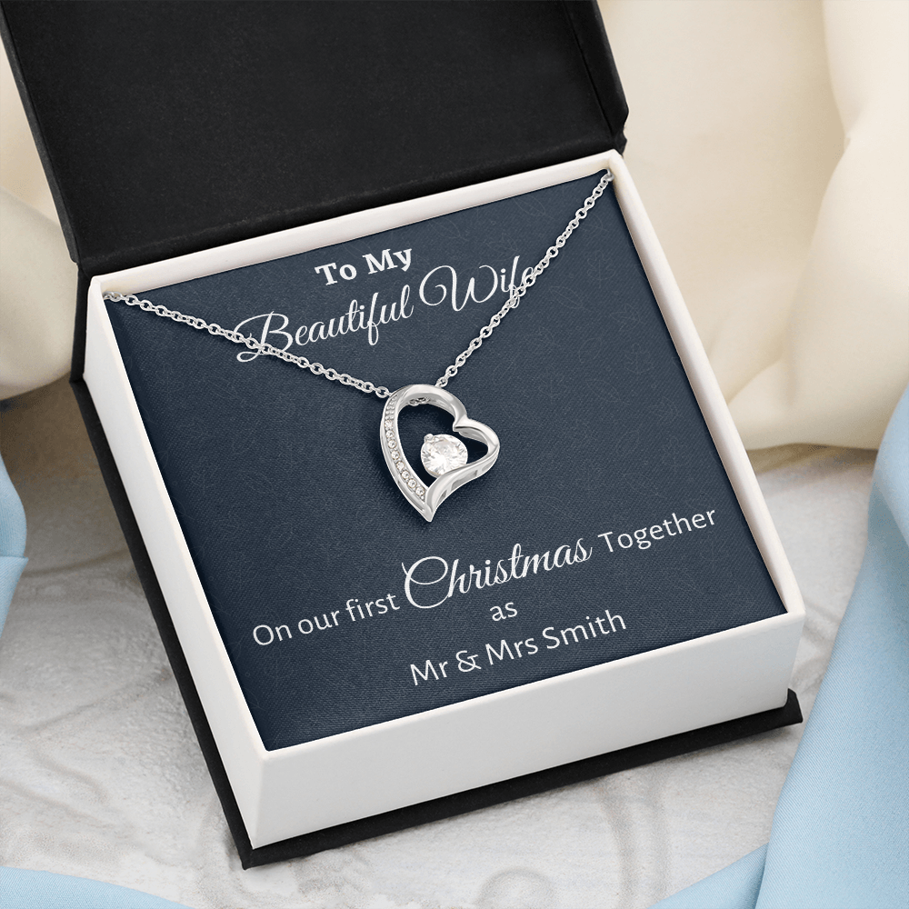 To My Wife Forever Love Necklace Gift, Personalized Wife Gift On Our First Christmas Together Gift From Husband, Gift For Her