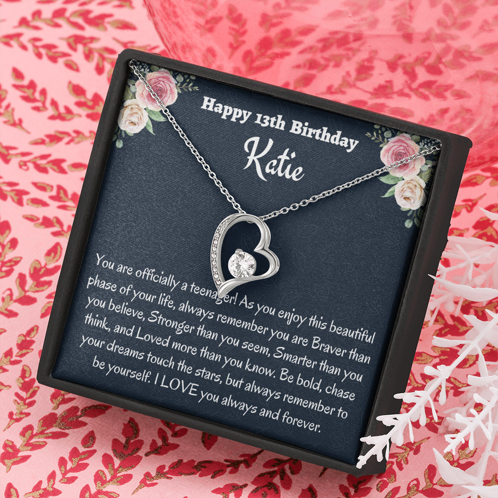 13th Birthday Gift for Her - Necklace for 13 Year Old Birthday - Beautiful Teenage Girl Birthday Pendant 18K Yellow Gold Finish / Luxury Box w/LED