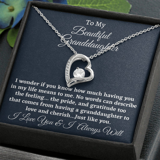 To My Granddaughter Gift, Forever Love Necklace, Necklace for Granddaughter, Jewelry for Granddaughter From Grandmother For Birthday Gift
