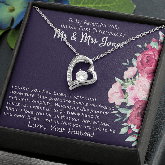 Personalized To My Wife Forever Love Necklace Gift, On Our First Christmas Gift for Wife, Jewelry Gift For Wife From Husband, To My Soulmate Gift