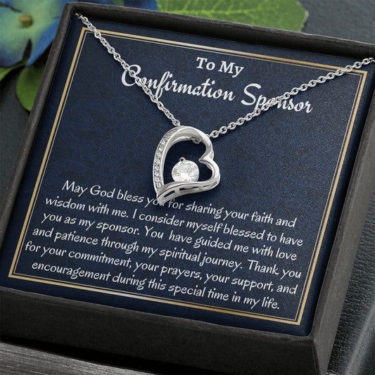 Confirmation Sponsor Gift for Women, Forever Love Necklace, Religious Appreciation Gift, To My Confirmation Sponsor Thank You Present