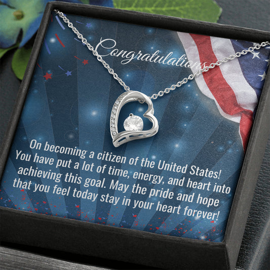 New US Citizen Gift, Forever Love Necklace, American Naturalization Ceremony Gift, American Immigrant Citizenship Gift, Jewelry Gift For Her