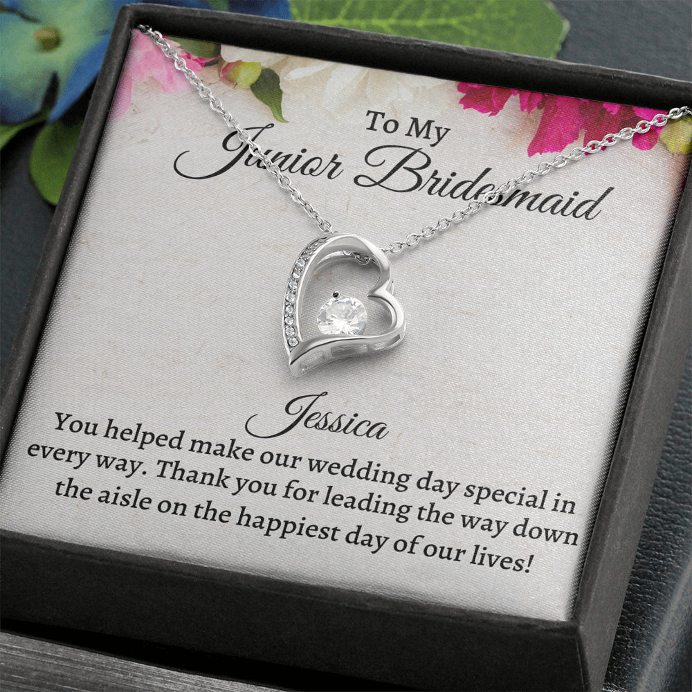Junior Bridesmaid Gift Necklace, Forever Love Necklace Personalized Flower Girl Gift for Junior Bridesmaid, Jewelry for jr Bridesmaid