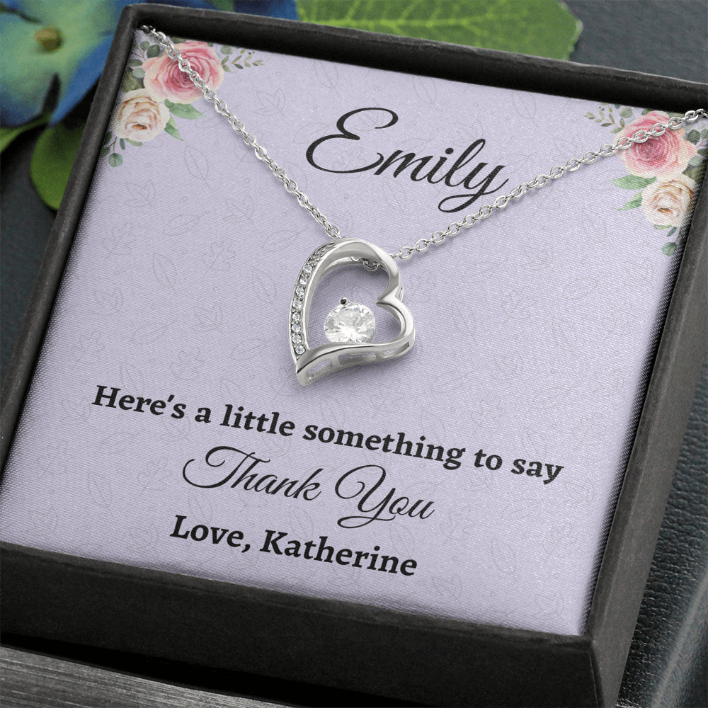 Personalized Thank You Gift, Forever Love Necklace, Appreciation Jewelry Gift For Women, Wedding Thank You, Mindfulness Gift For A Friend