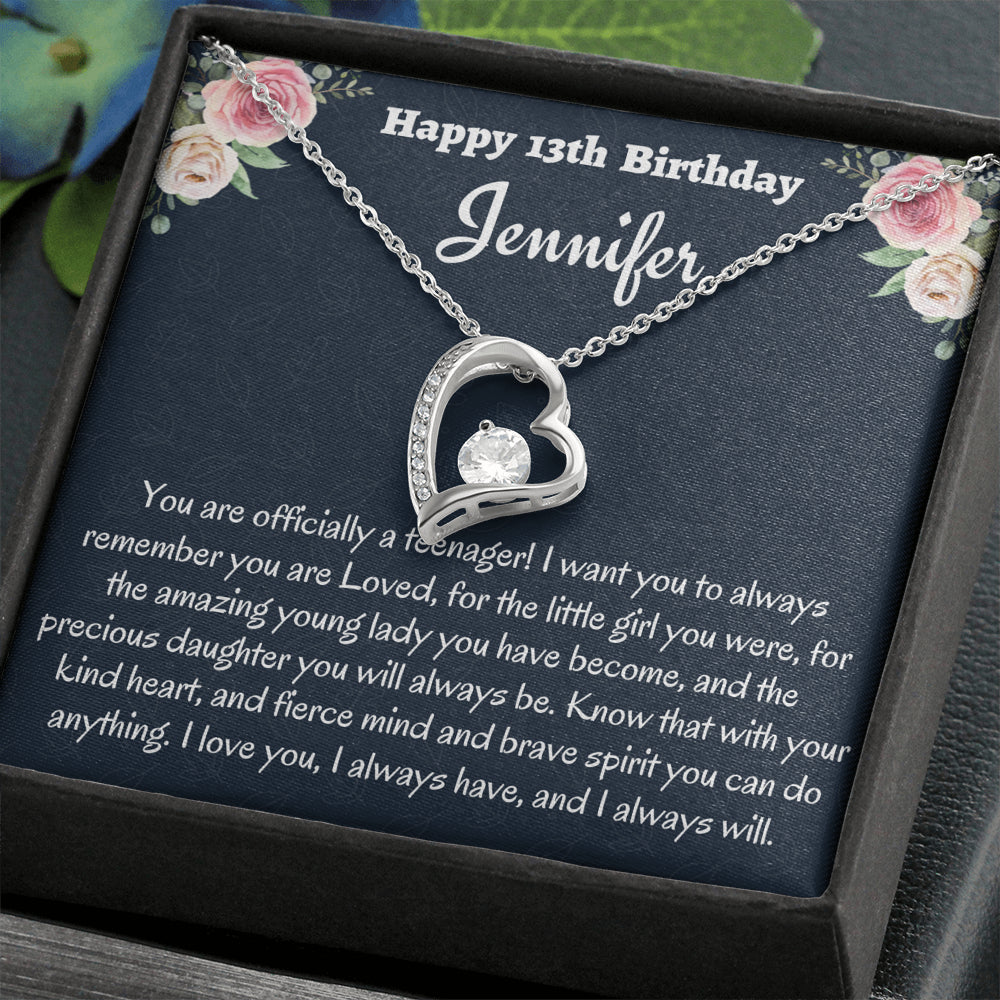 Birthday Gift for 13 Year Old Girl, Personalized Thirteenth Birthday Gift, Forever Love Necklace, Birthday Present for 13 Year Old, Teen Birthday Gift, Officially A Teenager Gift.