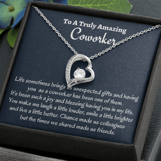 Coworker Necklace Gift, Appreciation Gift For A Coworker, Forever Love Necklace Personalized Colleague Gift, Jewelry Gift For Women