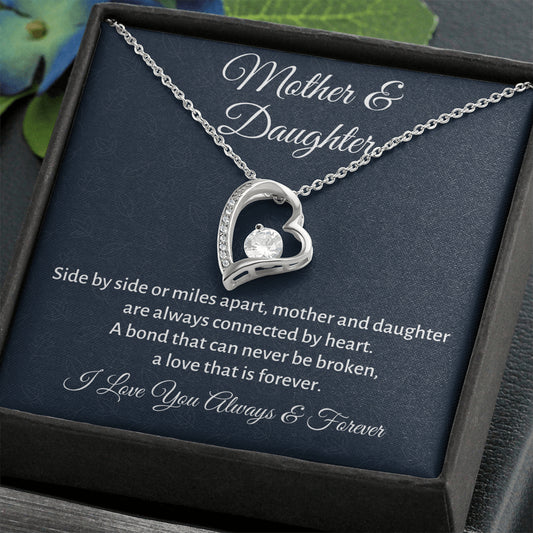 Mother & Daughter Forever Love Necklace Gift, Mom Birthday or Christmas Present from Daughter, Parent Appreciation Gift