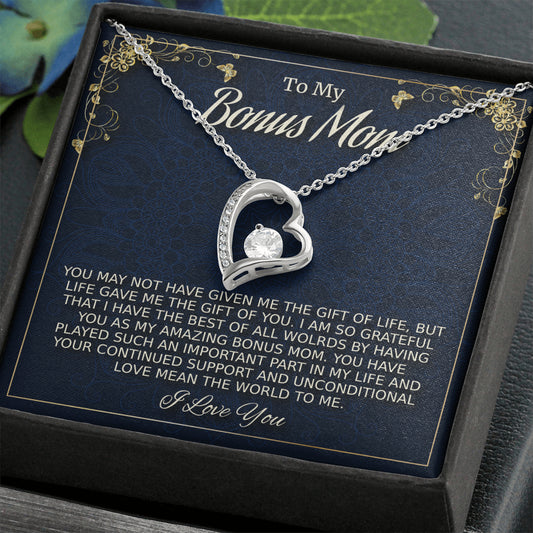 Gift For Bonus Mom, Forever Love Necklace For Mother In Law, Stepmom Gift, Christmas Gift, Birthday Gift From Stepdaughter or Stepson