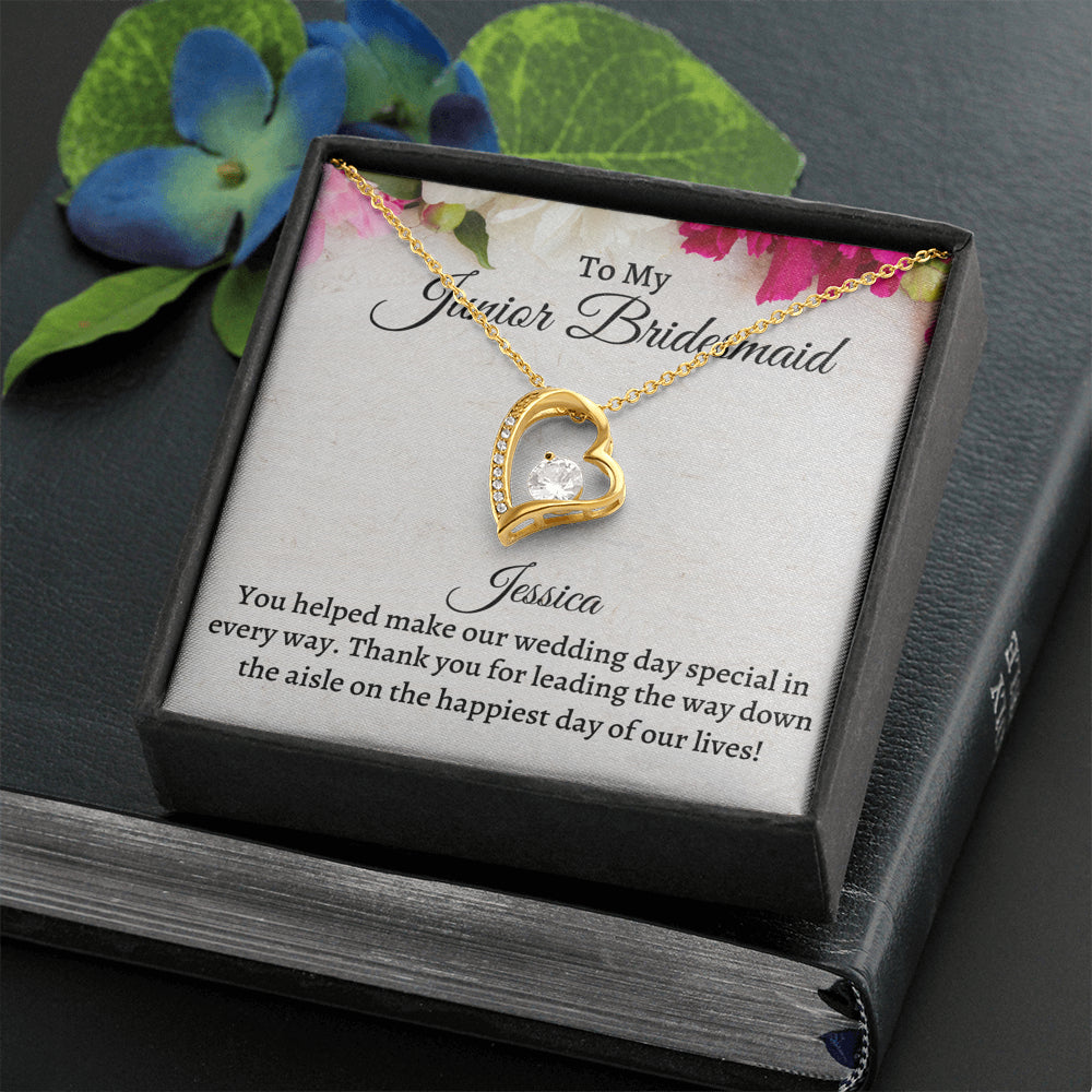 Junior Bridesmaid Gift Necklace, Forever Love Necklace Personalized Flower Girl Gift for Junior Bridesmaid, Jewelry for jr Bridesmaid