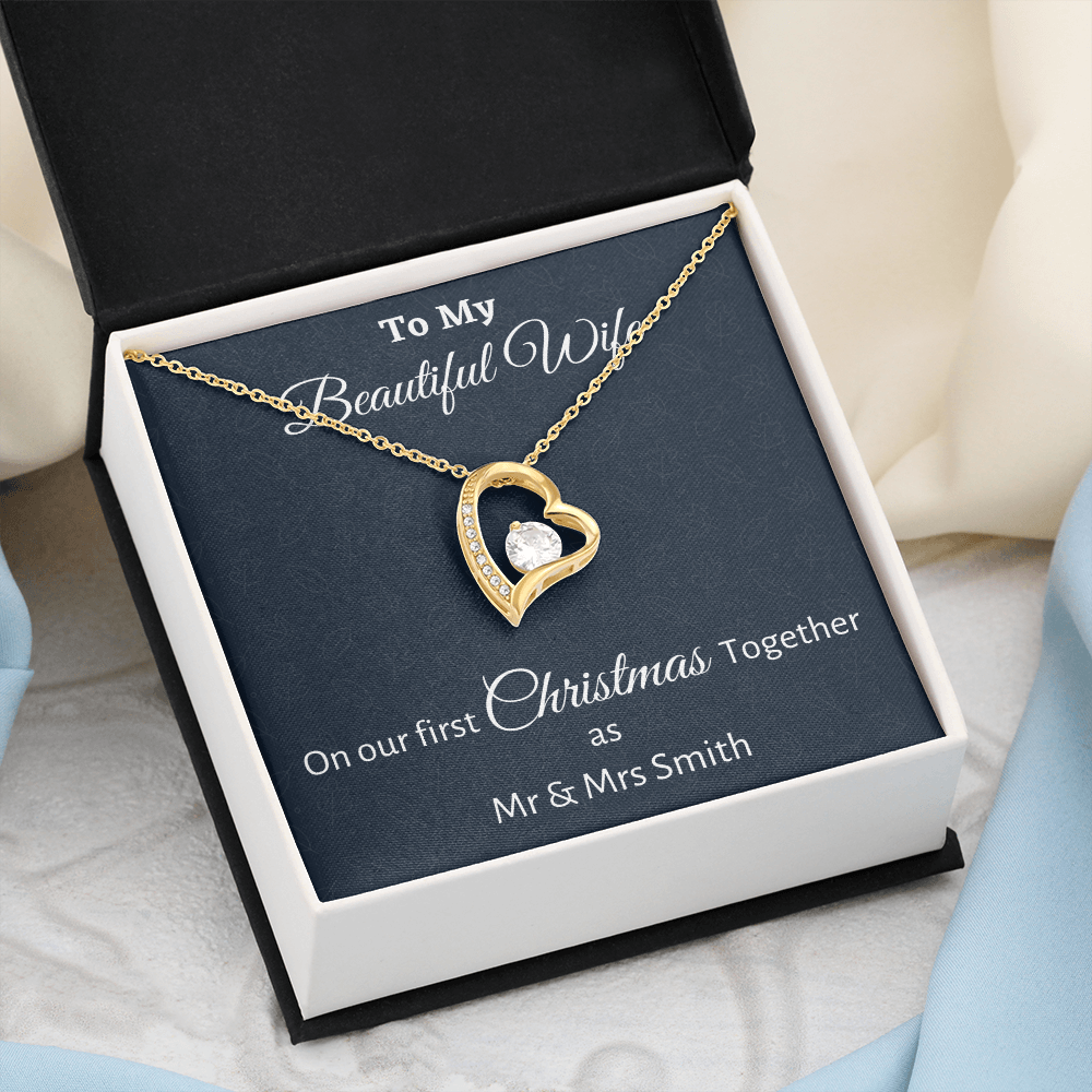 To My Wife Forever Love Necklace Gift, Personalized Wife Gift On Our First Christmas Together Gift From Husband, Gift For Her