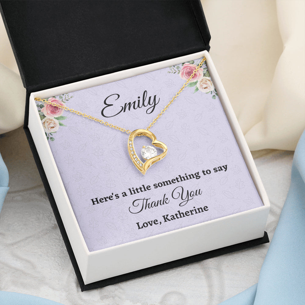 Personalized Thank You Gift, Forever Love Necklace, Appreciation Jewelry Gift For Women, Wedding Thank You, Mindfulness Gift For A Friend