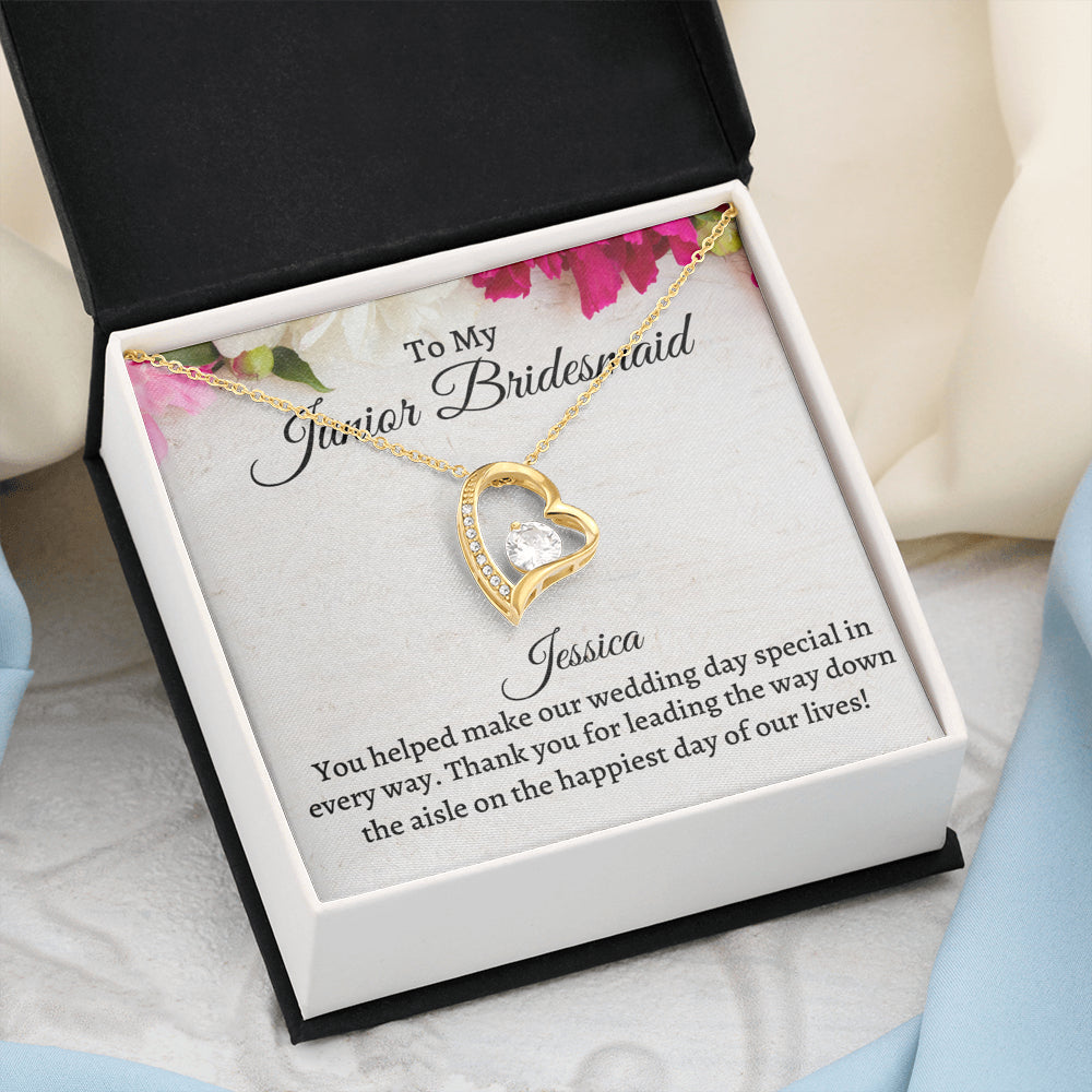 Junior Bridesmaid Gift Necklace, Forever Love Necklace Personalized Flower Girl Gift for Junior Bridesmaid, Jewelry for jr Bridesmaid