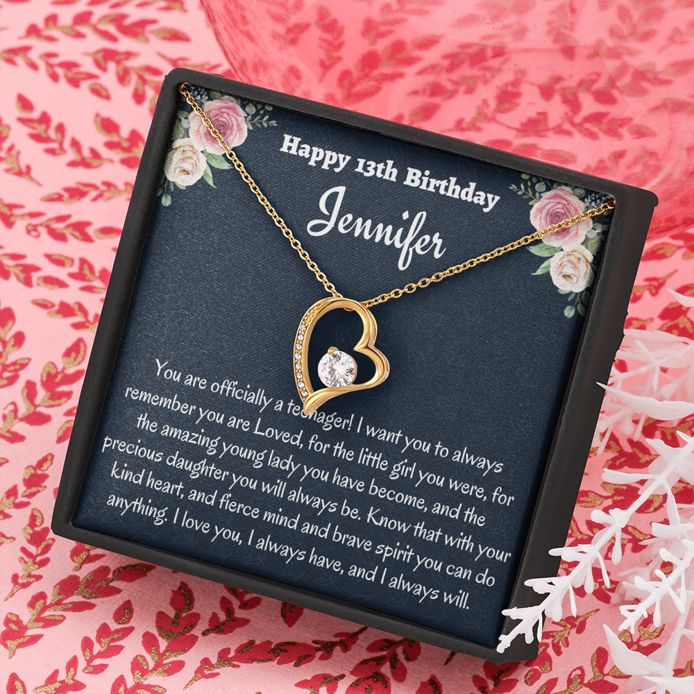 Birthday Gift for 13 Year Old Girl, Personalized Thirteenth Birthday Gift, Forever Love Necklace, Birthday Present for 13 Year Old, Teen Birthday Gift, Officially A Teenager Gift.