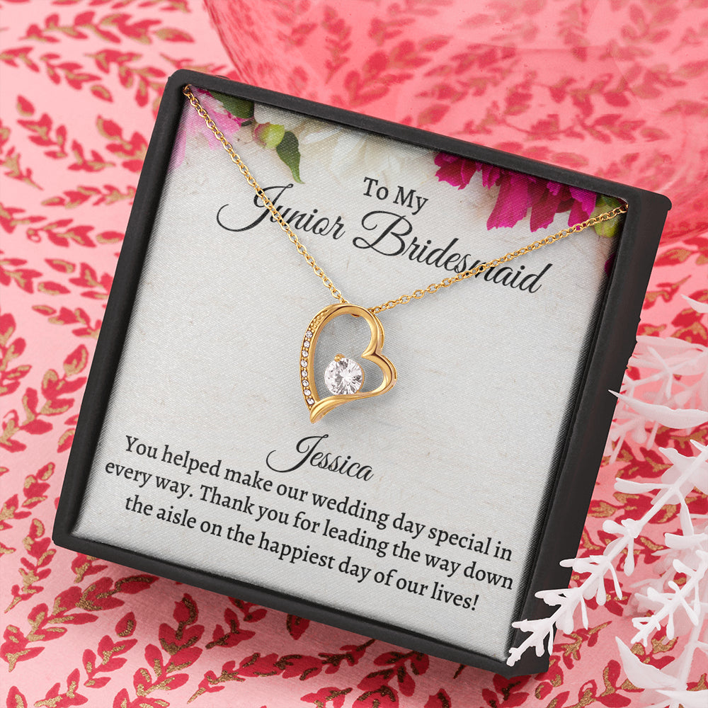 Junior Bridesmaid Gift Necklace, Forever Love Necklace Personalized Flower Girl Gift for Junior Bridesmaid, Jewelry for jr Bridesmaid