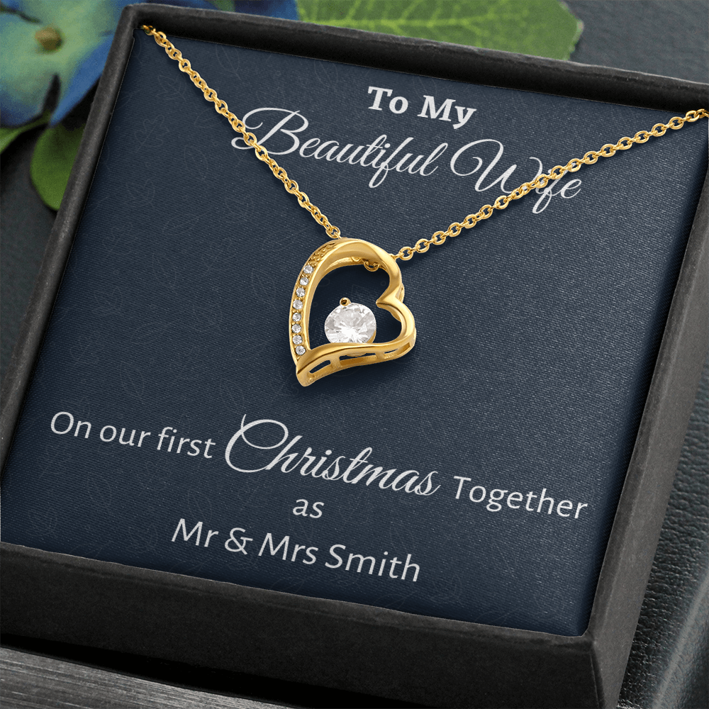 To My Wife Forever Love Necklace Gift, Personalized Wife Gift On Our First Christmas Together Gift From Husband, Gift For Her