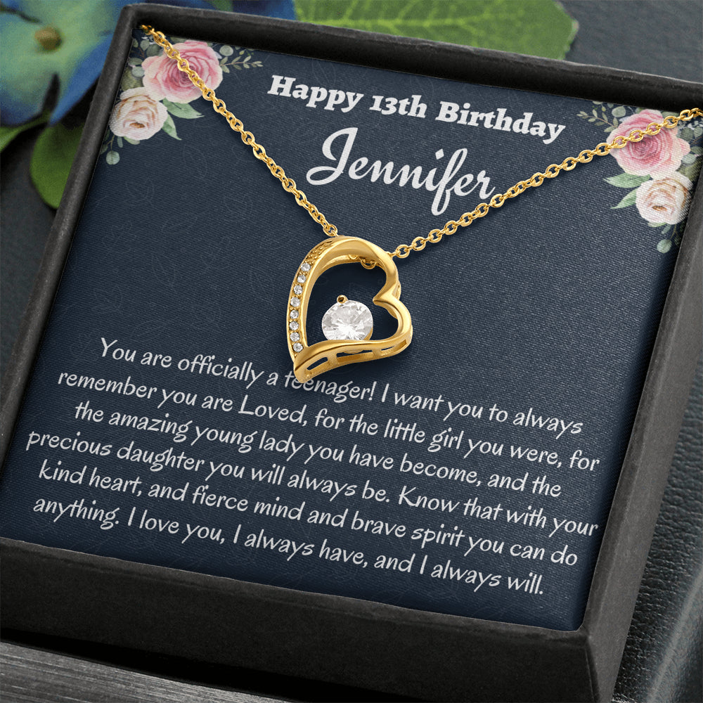 Birthday Gift for 13 Year Old Girl, Personalized Thirteenth Birthday Gift, Forever Love Necklace, Birthday Present for 13 Year Old, Teen Birthday Gift, Officially A Teenager Gift.