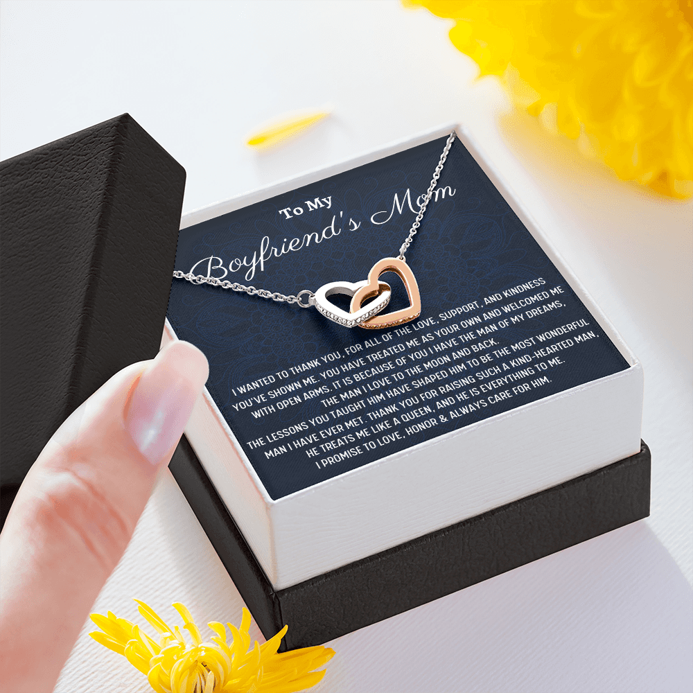 To My Boyfriends Mom Gift, Two Hearts Necklace, Christmas Gift for Boyfriends Mom Gift for Boyfriend's Mom From Girlfriend